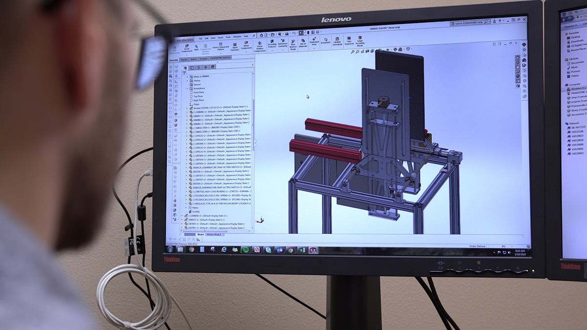 US Digital Mechanical views desgins on computer.