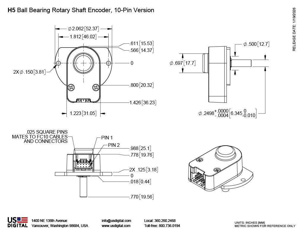 H5 Ball Bearing Rotary Shaft Encoder