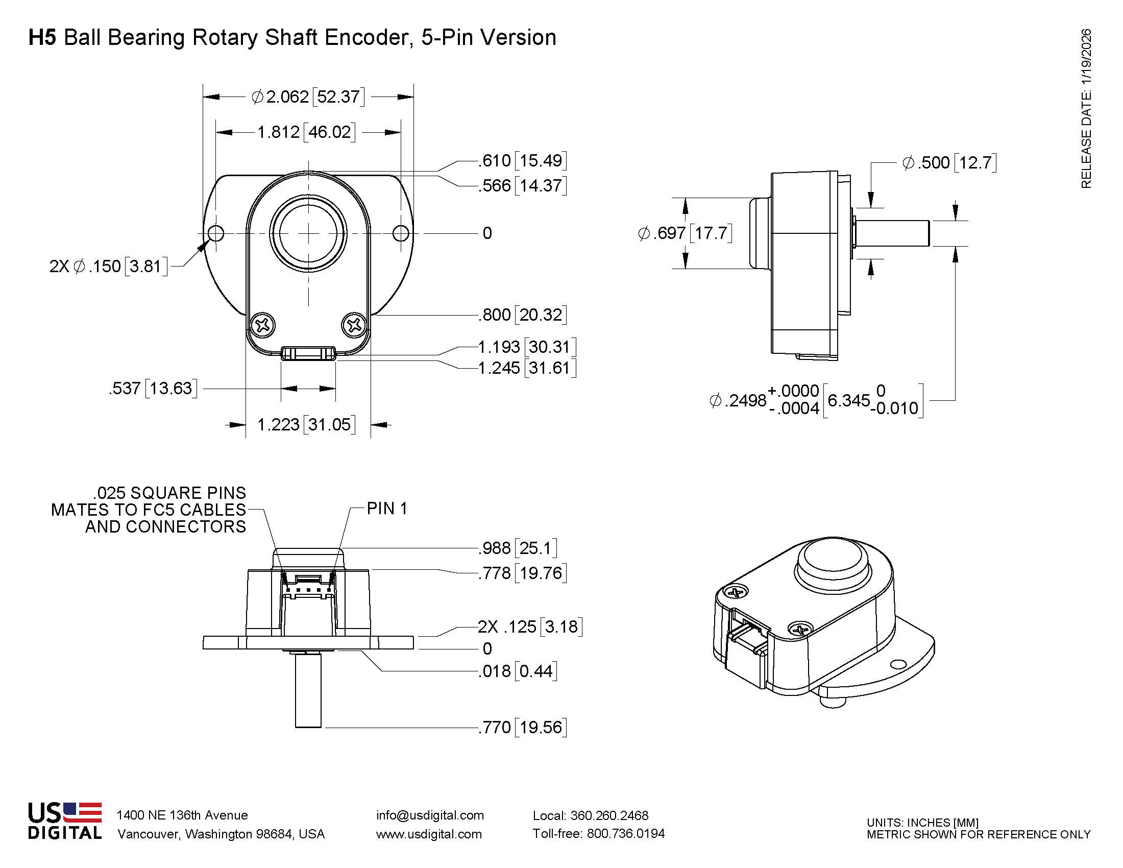 H5 Ball Bearing Rotary Shaft Encoder